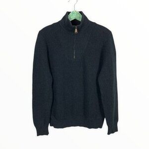 Fossil Mens L Charcoal Wool Blend Quarter Zip Pullover Sweater Classic Fit Warm